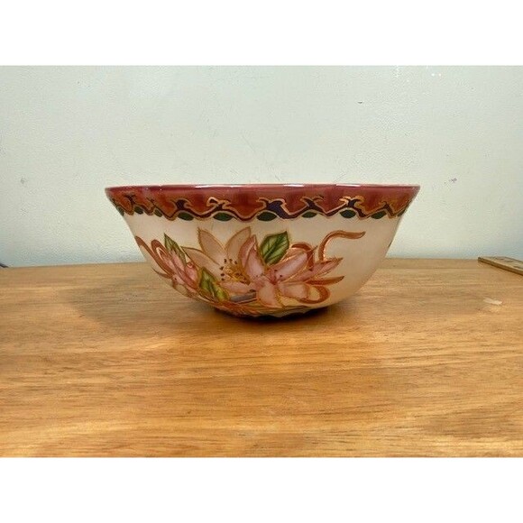 Jacks & Perkins Decorative Ceramic Hand Painted Scalloped Rim Bowl with Flowers - Picture 6 of 14